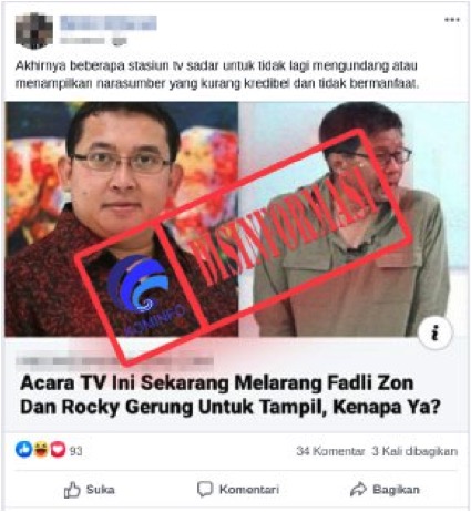 Stasiun TV Nasional Tidak Lagi Menampilkan Fadli Zon dan Rocky Gerung