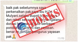 Akun WhatsApp Bupati Klaten Sri Mulyani