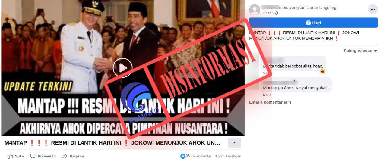 Presiden Jokowi Melantik Ahok Sebagai Kepala Badan Otorita IKN