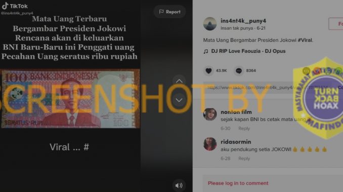 BNI Terbitkan Uang Kertas Pecahan Rp100 Ribu Bergambar Presiden Joko Widodo