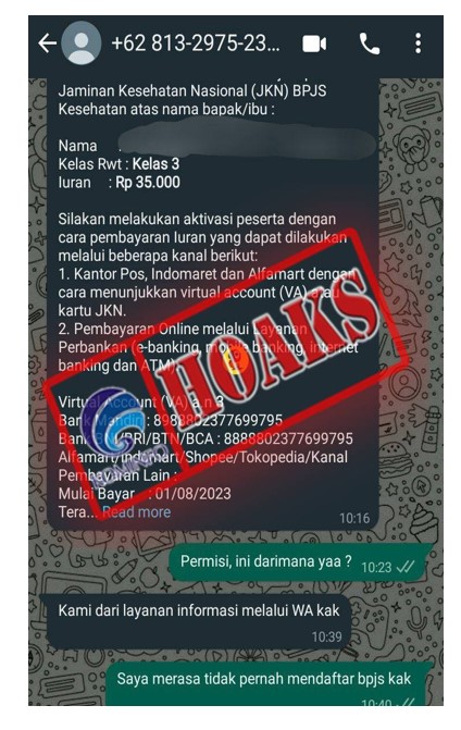 Tagihan Mengatasnamakan BPJS Kesehatan