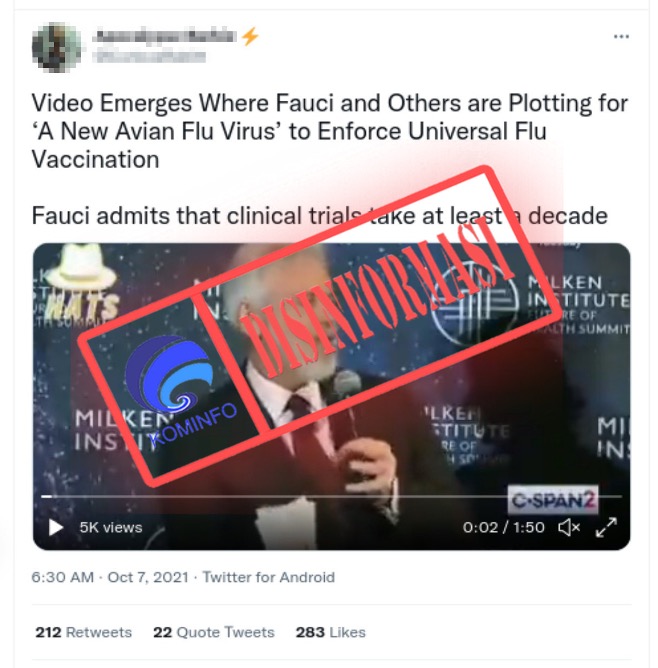 Video Anthony Fauci Rencanakan Sebarkan Virus Influenza Baru