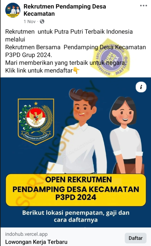 Tautan Rekrutmen Pendamping Program Penguatan Pemerintahan dan Pembangunan Desa (P3PD)