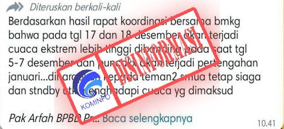 Imbauan Cuaca Ekstrem Mengatasnamakan BPBD Sulawesi Selatan