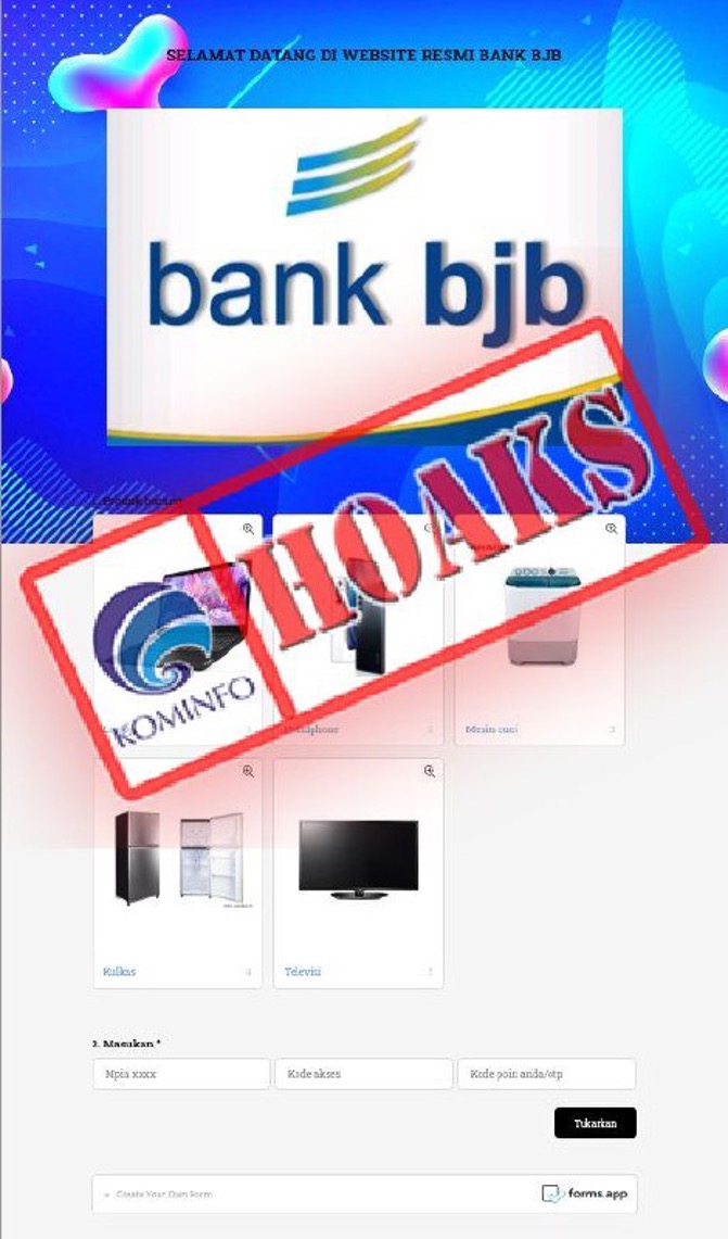 Penukaran Poin Undian Berhadiah Melalui Situs Mengatasnamakan Bank BJB