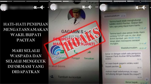 Nomor WhatsApp Mengatasnamakan Wakil Bupati Pacitan Gagarin, S.Sos