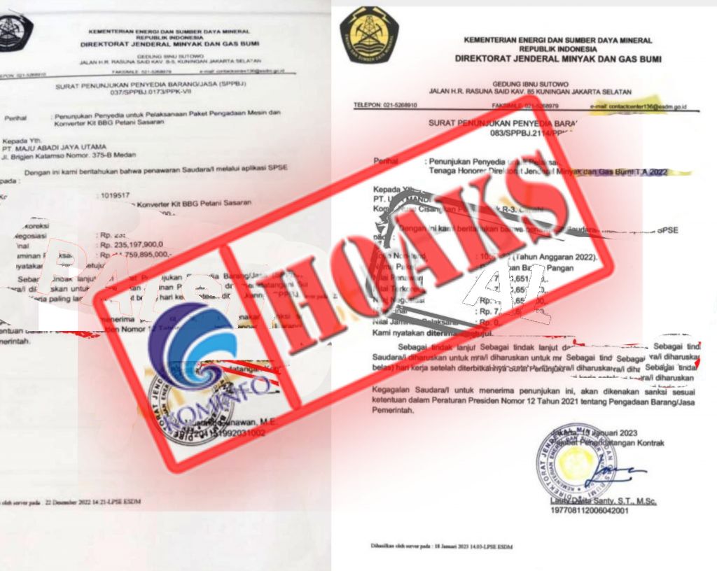 Surat Penunjukan Penyedia Barang/Jasa (SPPBJ) oleh Direktorat Jenderal Minyak dan Gas Bumi