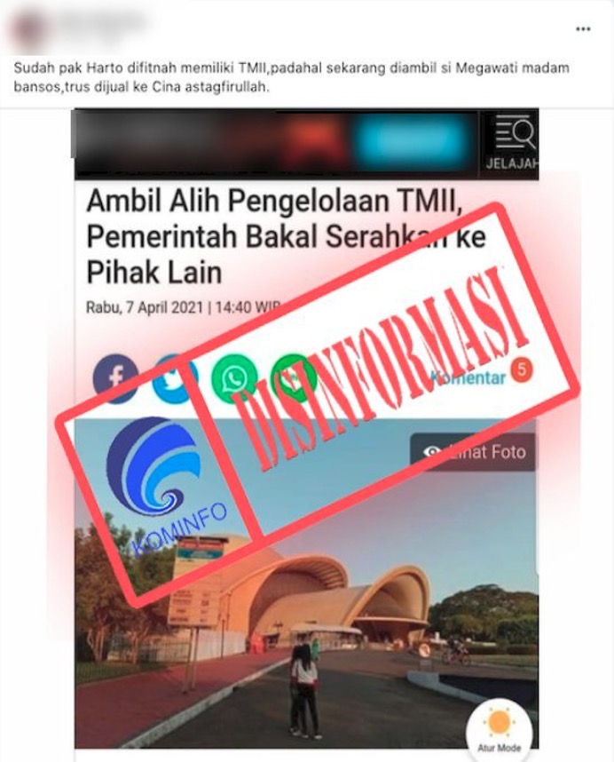 TMII Diambil Megawati dan Dijual ke Tiongkok