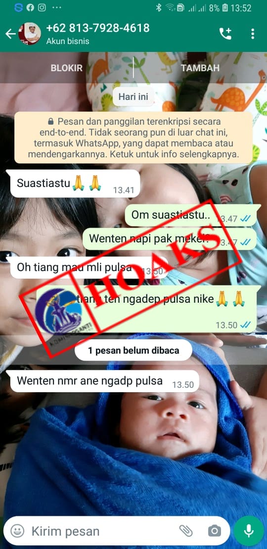 TERSEBAR TANGKAPAN LAYAR AKUN WHATSAPP YANG MENGGUNAKAN FOTO PROFIL DAN MENGATASNAMAKAN PERBEKEL DESA BANYUPOH, KECAMATAN GEROKGAK, KABUPATEN BULELENG.