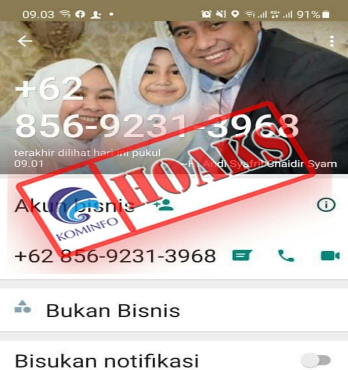 Akun WhatsApp Mengatasnamakan Bupati Maros