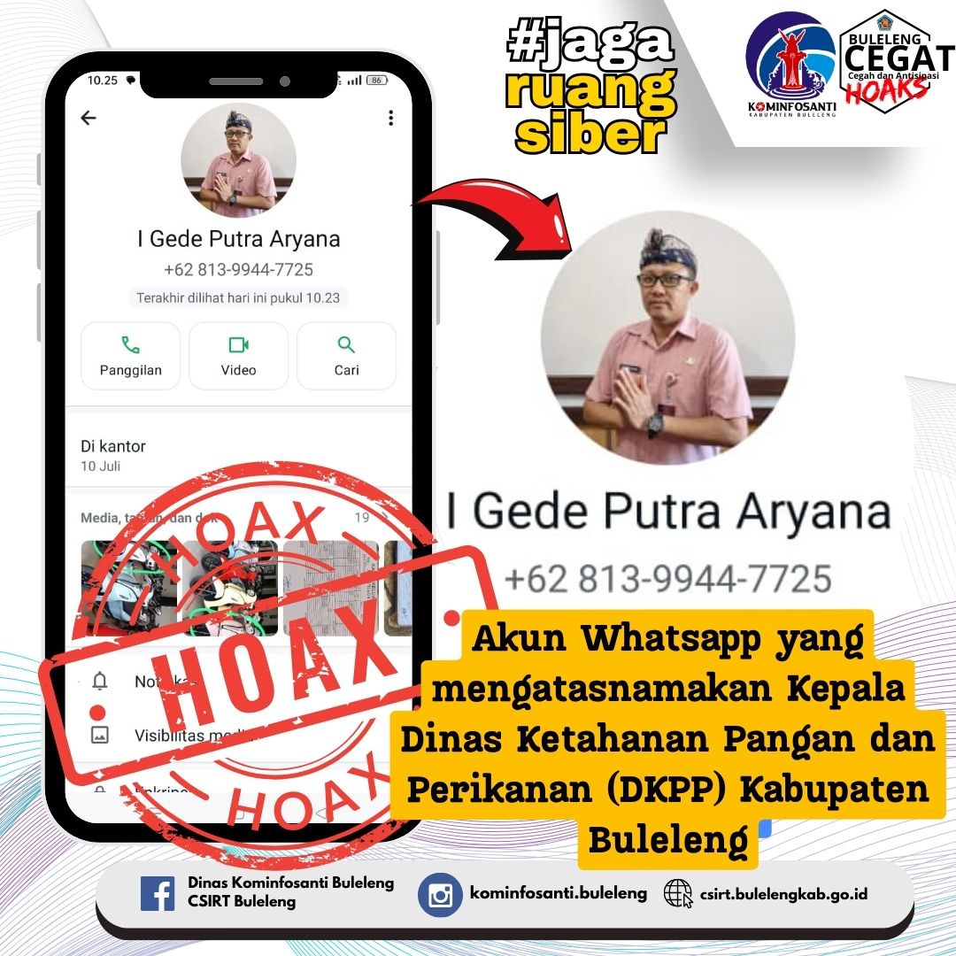 Akun Whatsapp yang mengatasnamakan Kepala Dinas Ketahanan Pangan dan Perikanan (DKPP) Kabupaten Buleleng