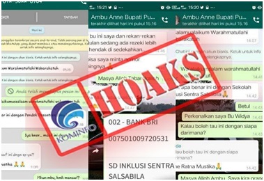 Pesan WhatsApp Mengatasnamakan Bupati Purwakarta Anne Ratna Mustika Memberi Sumbangan