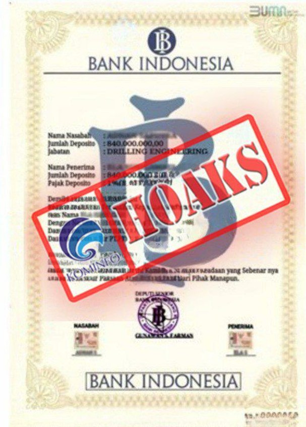 Surat Pencairan Deposito Mengatasnamakan Bank Indonesia