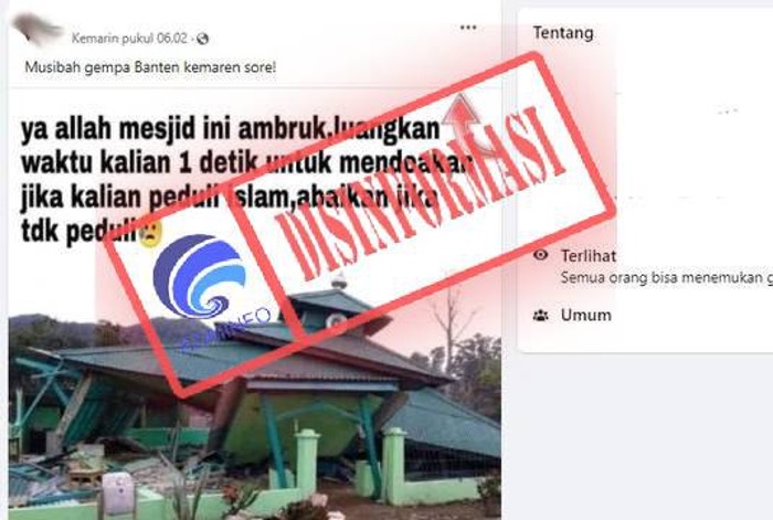 Masjid Roboh akibat Gempa Banten pada 14 Januari 2022