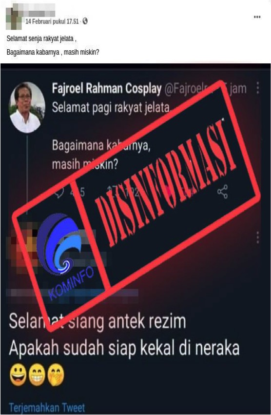 Cuitan Fadjroel Rachman Mengumpat ke Rakyat Miskin