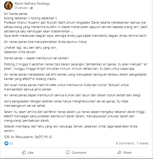 Air Nanas Panas dapat Membunuh Sel Kanker