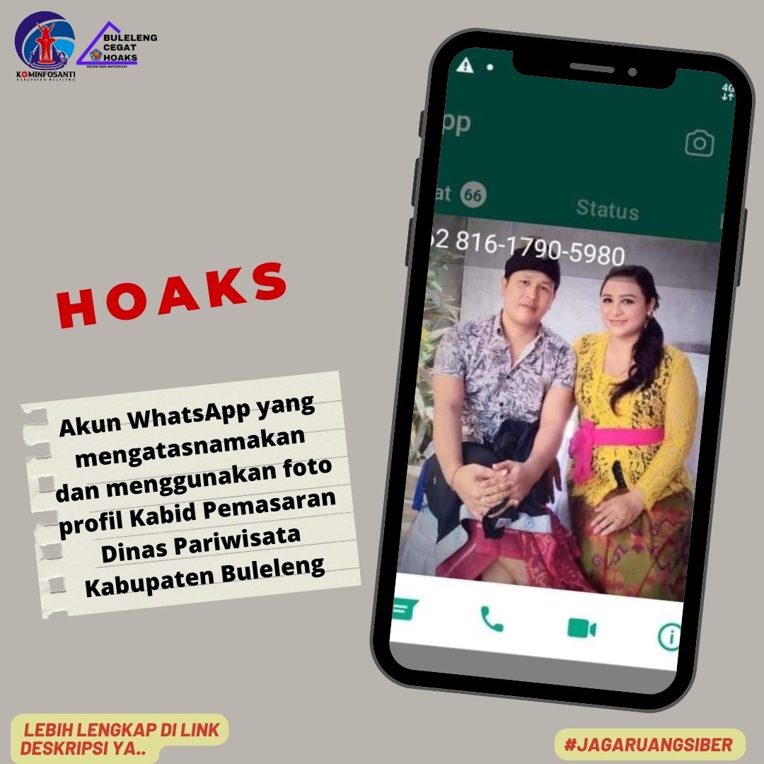 Akun WhatsApp yang mengatasnamakan dan menggunakan foto profil Kabid Pemasaran Dinas Pariwisata Kabupaten Buleleng