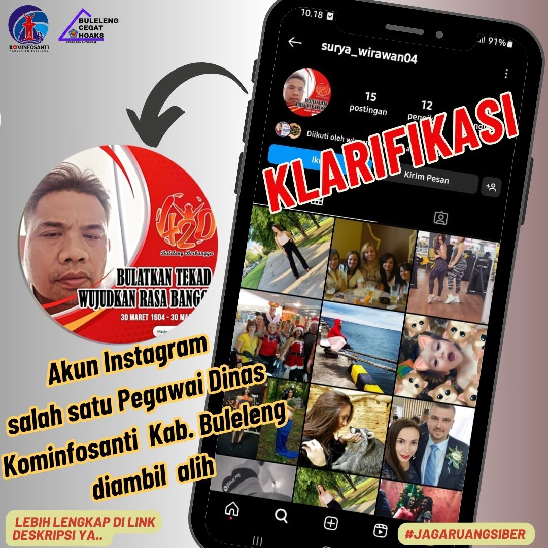 Akun Instagram salah satu Pegawai Dinas Kominfosanti Kabupaten Buleleng diambil alih