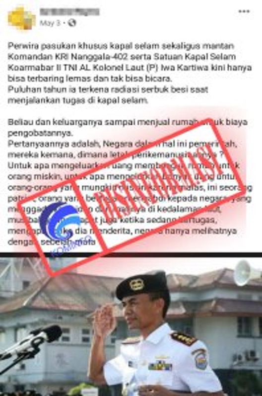 Kolonel Iwa Kartiwa Sakit karena Radiasi Serbuk Besi Kapal Selam