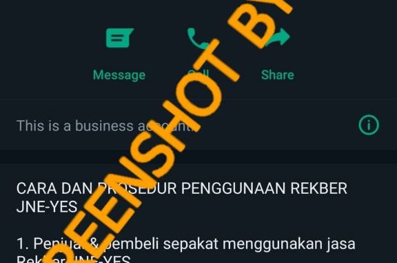 Nomor WhatsApp JNE +6281342393457 Menawarkan Layanan Rekening Bersama JNE-YES