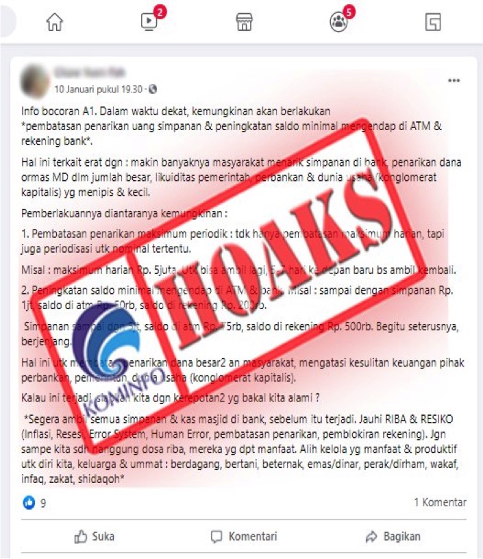 Pembatasan Penarikan Uang Simpanan