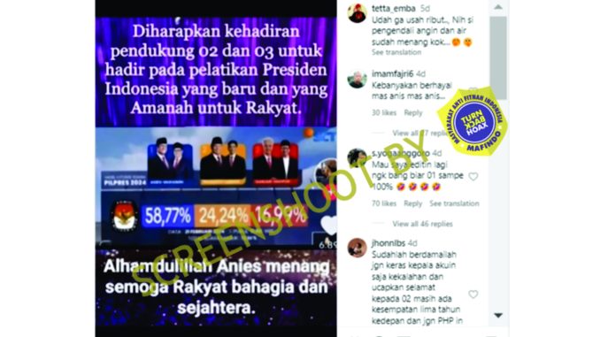 Real Count Pilpres 2024 di SCTV Tayangkan Perolehan Suara Anies-Muhaimin 58,77 Persen