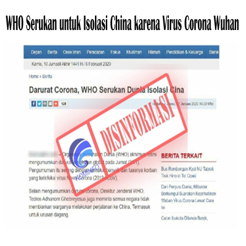 WHO Serukan untuk Isolasi China karena Virus Corona Wuhan