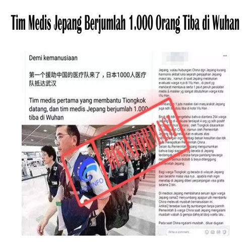 Tim Medis Jepang Berjumlah 1.000 Orang Tiba di Wuhan