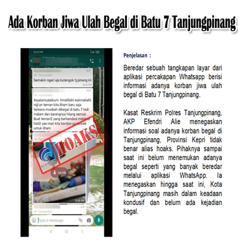 Ada Korban Jiwa Ulah Begal di Batu 7 Tanjungpinang