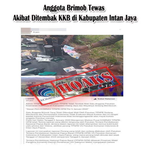 Anggota Brimob Tewas Akibat Ditembak KKB di Kabupaten Intan Jaya