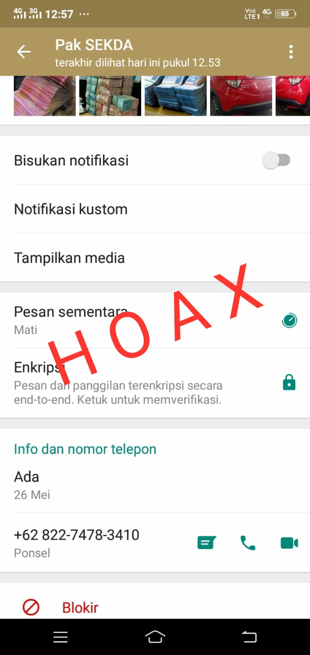 Beredar Tangkapan Layar Akun WhatsApp Mengatasnamakan Bapak Sekretaris Daerah Kabupaten Buleleng