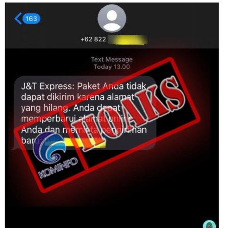 Pesan Singkat Alamat Paket Hilang Mengatasnamakan J&T Express