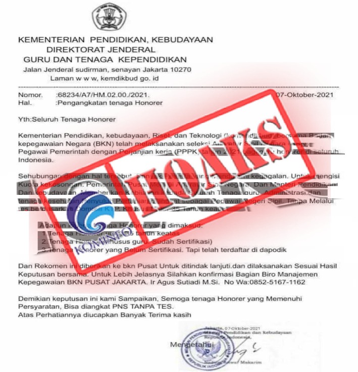 Surat Edaran tentang Pengangkatan Tenaga Honorer Mengatasnamakan Kemendikbudristek