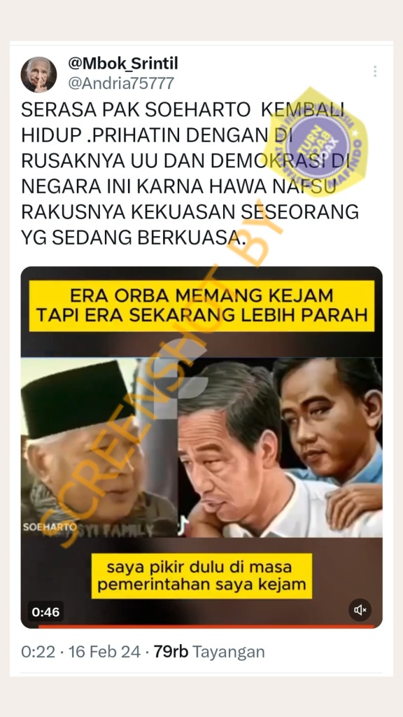 Video Keprihatinan Soeharto terhadap Rusaknya UU dan Demokrasi
