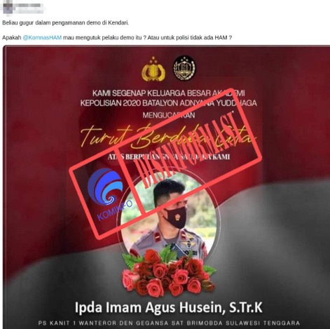 Perwira Polisi Ipda Imam Agus Husain Meninggal Saat Mengamankan Demo di Kendari