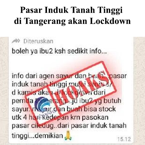 Pasar Induk Tanah Tinggi di Tangerang akan Lockdown