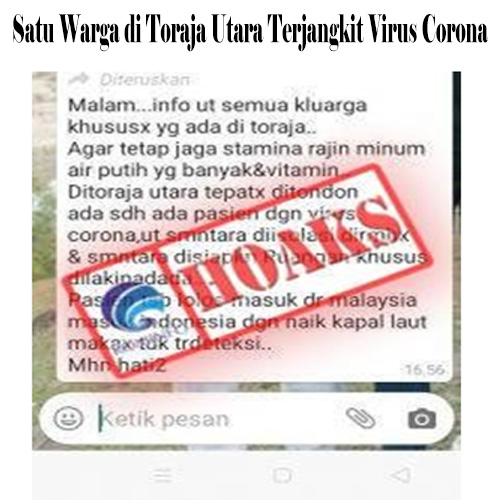 Satu Warga di Toraja Utara Terjangkit Virus Corona