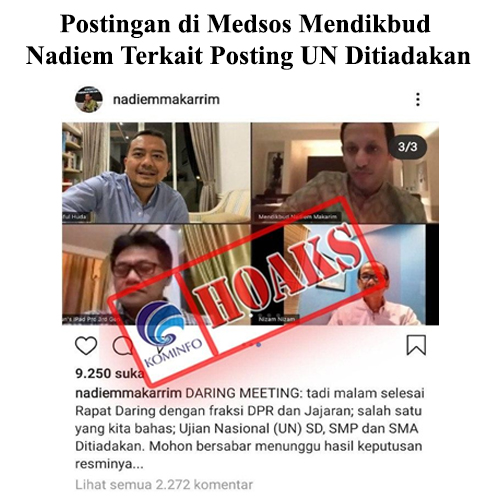 Postingan di Medsos Mendikbud Nadiem Terkait Posting UN Ditiadakan