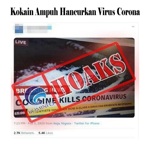 Kokain Ampuh Hancurkan Virus Corona