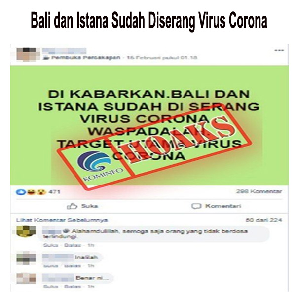 Bali dan Istana Sudah Diserang Virus Corona