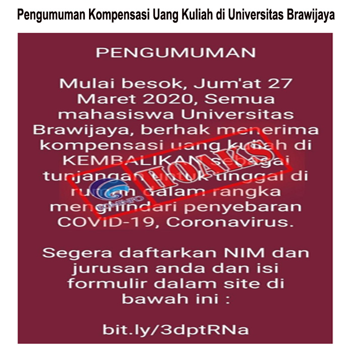 Pengumuman Kompensasi Uang Kuliah di Universitas Brawijaya