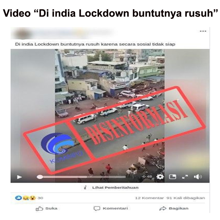 Video “Di india Lockdown buntutnya rusuh”