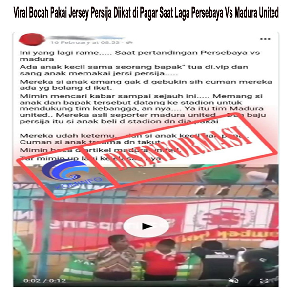 Viral Bocah Pakai Jersey Persija Diikat di Pagar Saat Laga Persebaya Vs Madura United