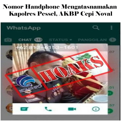 Nomor Handphone Mengatasnamakan Kapolres Pessel, AKBP Cepi Noval