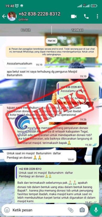 Akun WhatsApp Mengatasnamakan Wakil Bupati Tegal