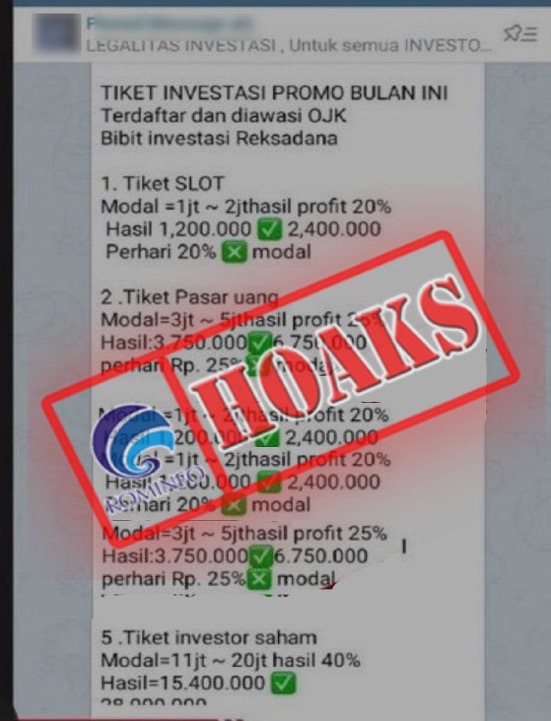 Pesan Berantai Penawaran Tiket Promo Investasi