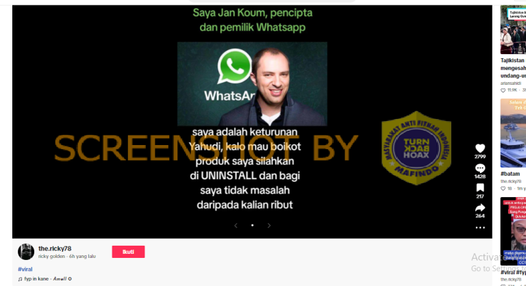 Pendiri Whatsapp Nyatakan Siap Hentikan Produknya Beroperasi Di Indonesia Apabila Terjadi Boikot