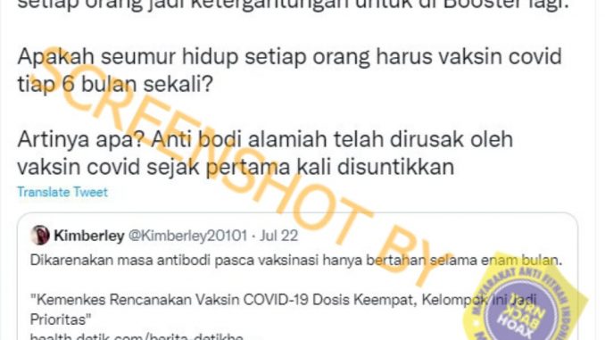 Seumur Hidup Harus Vaksin Covid Tiap 6 Bulan Sekali