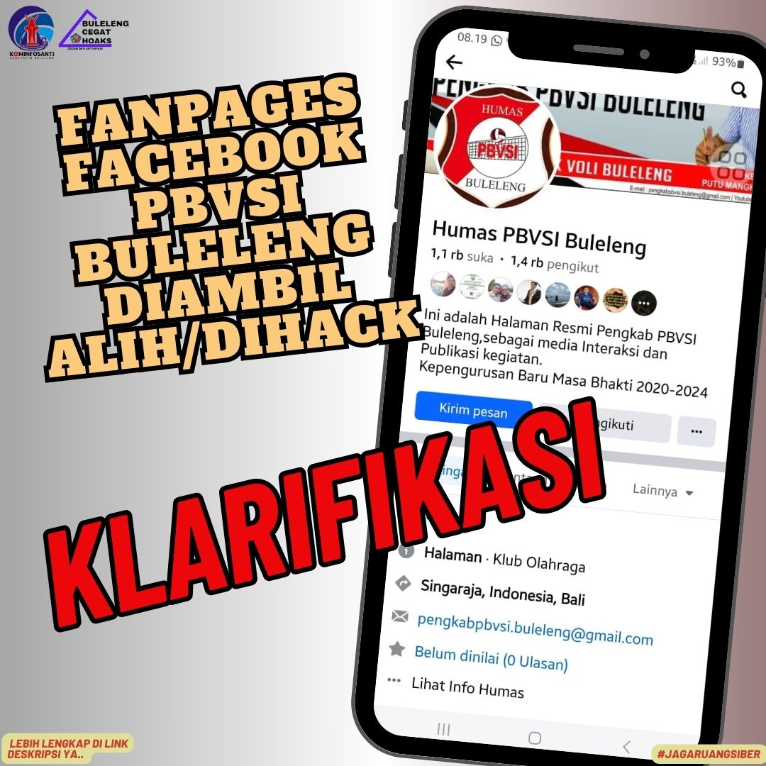 Fanpages Facebook PBVSI Buleleng diambil alih/diHack.