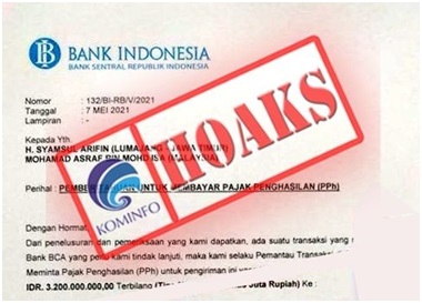 Surat Tagihan Pajak Penghasilan (PPh) Mengatasnamakan Bank Indonesia